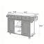 Chariot de cuisine en bois d'hévéa pour comptoir de 53,1 po avec 5 roulettes, armoire de rangement et 3 tiroirs-2094546908