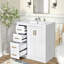 Meuble-lavabo de 30 po avec lavabo en céramique, structure en bois massif, rangement ambre, portes et tiroirs à fermeture en douceur, assemblage facile, armoire polyvalente-2039611720