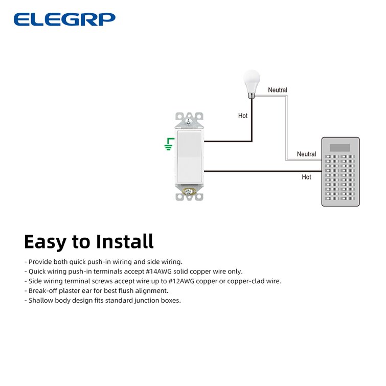 ELEGRP Interrupteur de lumière à bascule unipolaire 15 ampères - Wayfair  Canada