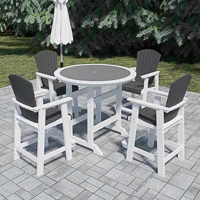 Set Of 5 Patio Bar Table Set, Bar Table & Stools Set