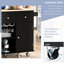 Kitchen Island With Electrical Socket & Foldable Leaf. Black. Wine Holder, Side Storage. Easy To Use And Clean Power Storage Leaf, Stand Cabinet - Black-1330792397