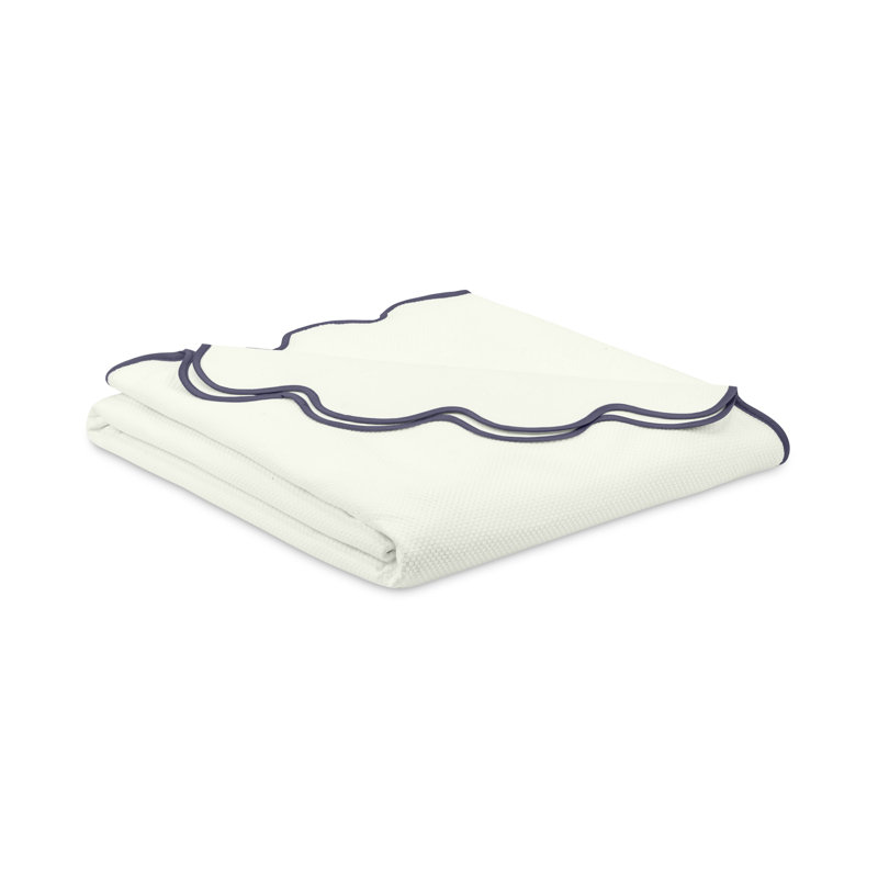 Honeycomb 100% Cotton Coverlet, King Coverlet / Bedspread, Ivory/Stone Blue