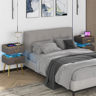 Barkad 44cm W Metal Bedside Table