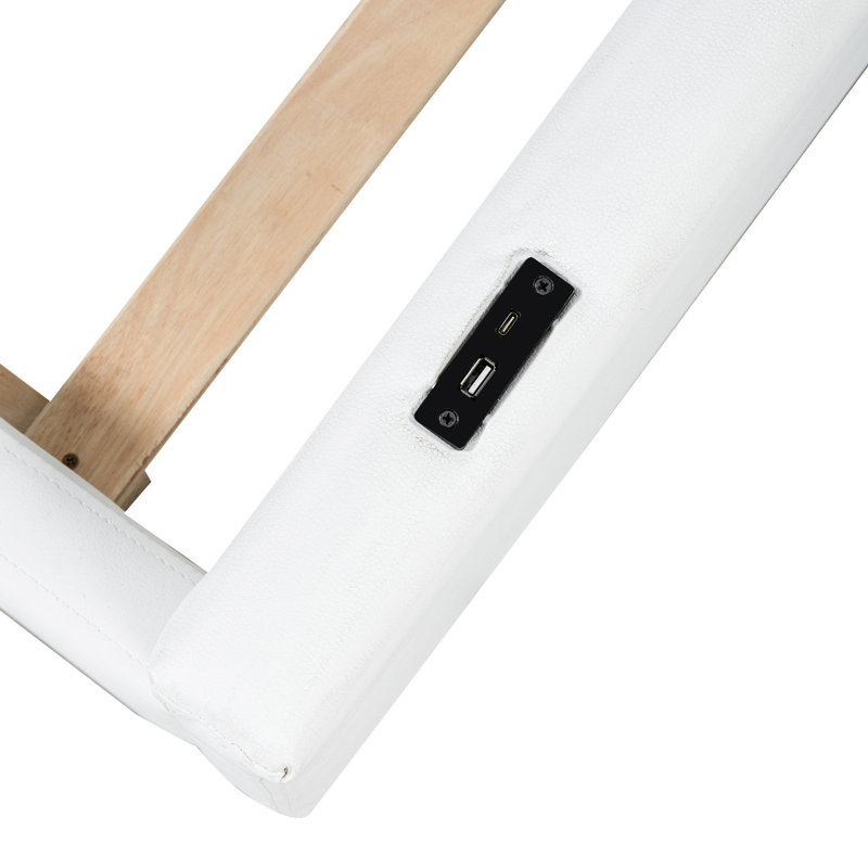 Lit simple tapissier avec garde-corps robuste et charge de type C - plateforme blanche
