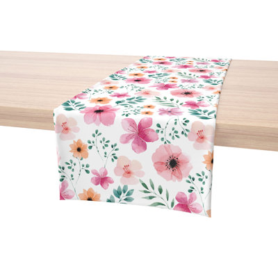 Rectangular Floral Cotton Twill Table Runner