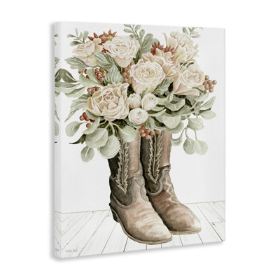  Chic Bouquet Boots Canvas Wall Art by Cindy Jacobs