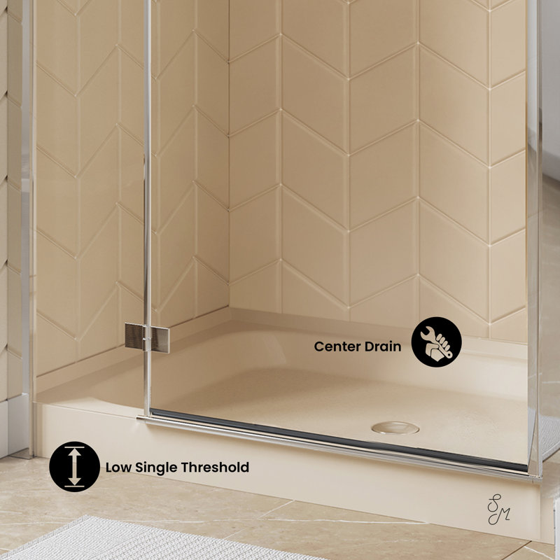 Voltaire 48" x 36" Single-Threshold, Shower Base, Center, Biscuit