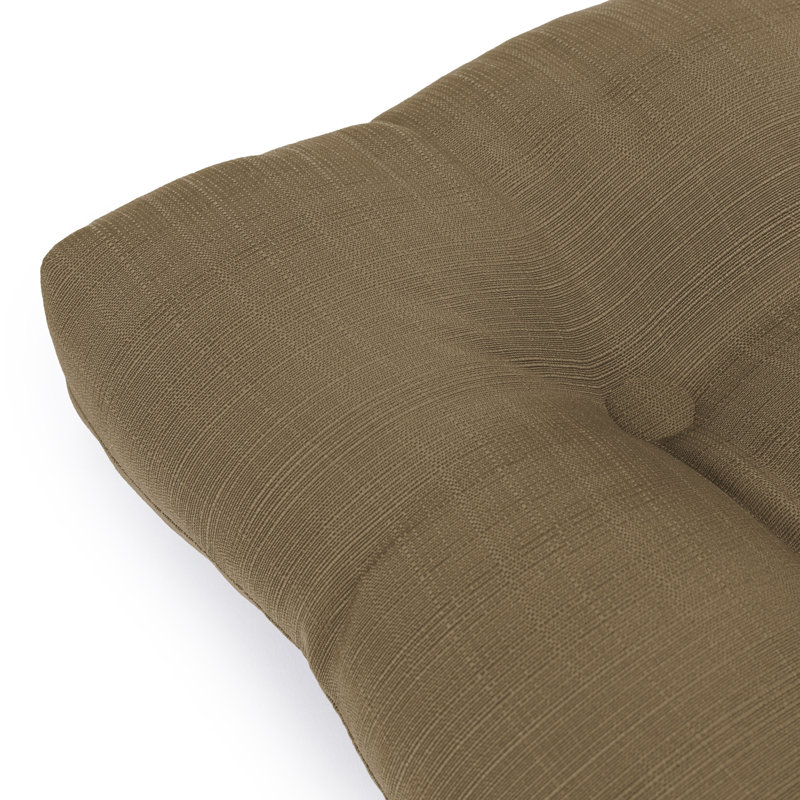 Reversible Seat Cushion With Hand Made Ring Stitch, Filled With White Virgin Polyester Fiber., Khaki