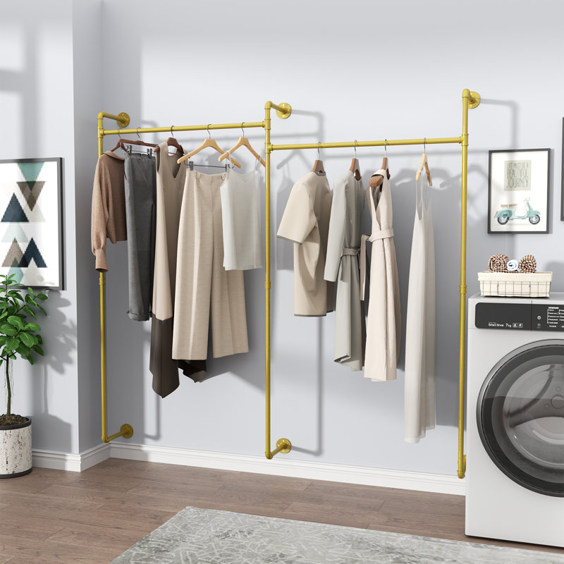 Joshoua 80.7'' Metal Wall Mounted Clothes Rack