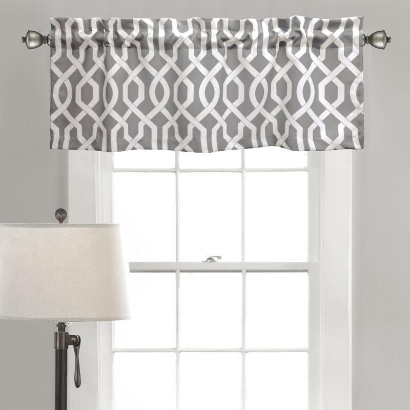 Geometric Tailored Window Pelmet, Grey