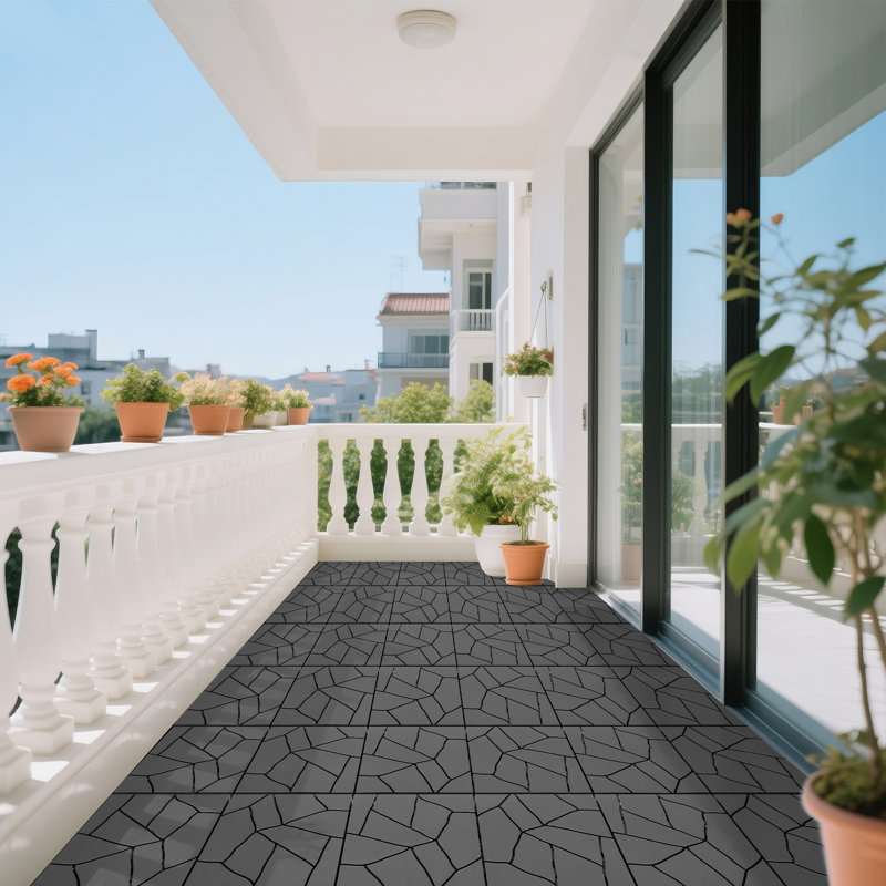 44 tuiles de terrasse en PP à emboîtement 44 pièces pour plancher intérieur et extérieur, tuiles de patio robustes, tuiles de terrasse modulaires à installation facile