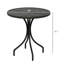 Table de jardin ronde de 26 po avec structure en acier et conception à lattes pour la cour, le porche, le balcon et la table de bistro grise patinée