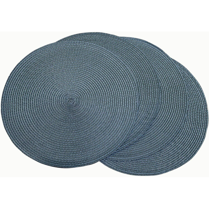Ensemble de napperons décoratifs à tissage fin pour table de salle à manger 15 po - Gris (6 pièces), Bleu
