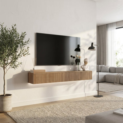 Modern Floating TV Stand with LED Lighting and Ample Storage, Wall-Mounted Entertainment Center for 55 to 65 Inch Televisions