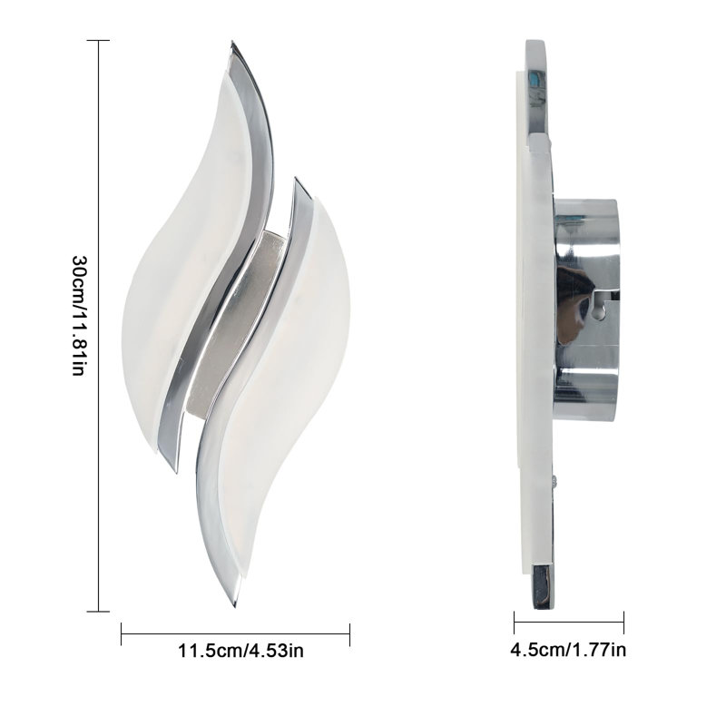 Modern Chrome Acrylic LED 30Cm Sleek Design Wall Sconces, 3000