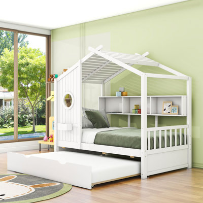 Aaldrik Wood House Daybed With Twin Size Trundle