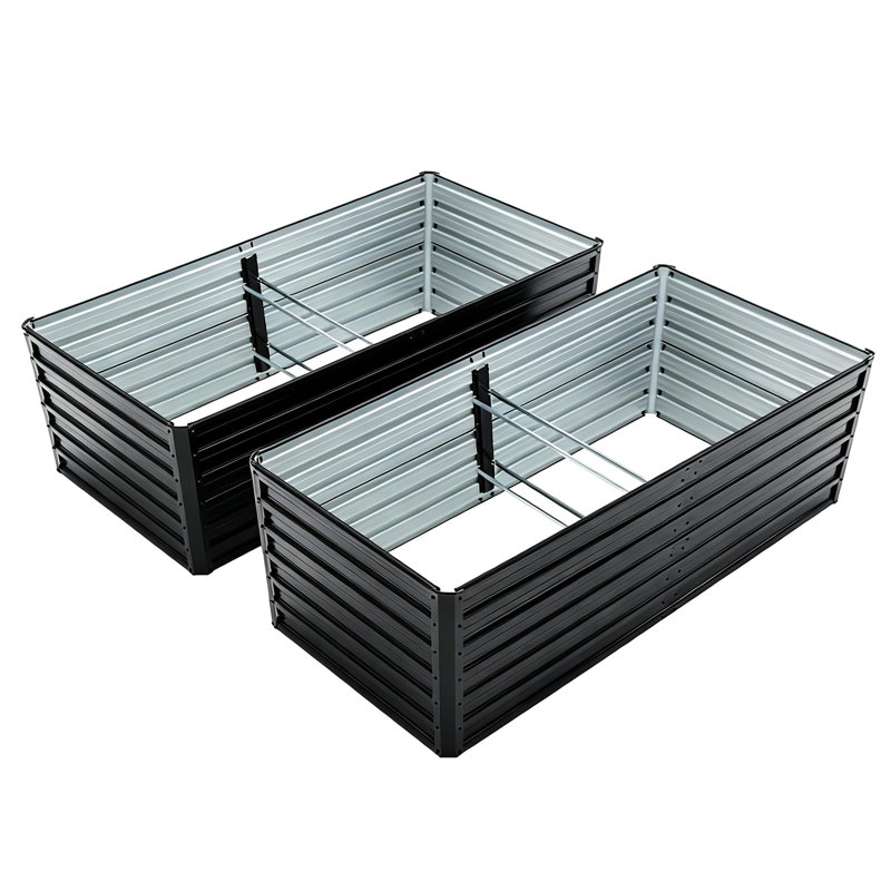 2 6X3x2 Ft Galvanized Metal Raised Beds For Herbs, Featuring 4 Structural Support Bars And Good Drainage Design Garden Bed Kit, With Reinforcement Bars, Plant-Safe Coating Structure