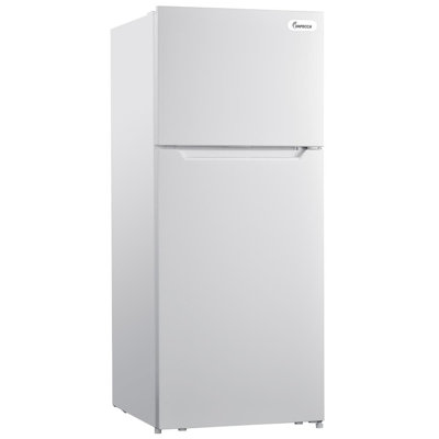 Impecca 17.6 cu. 27.6”W with Top Mount Freezer Refrigerator Recessed Handle, Black