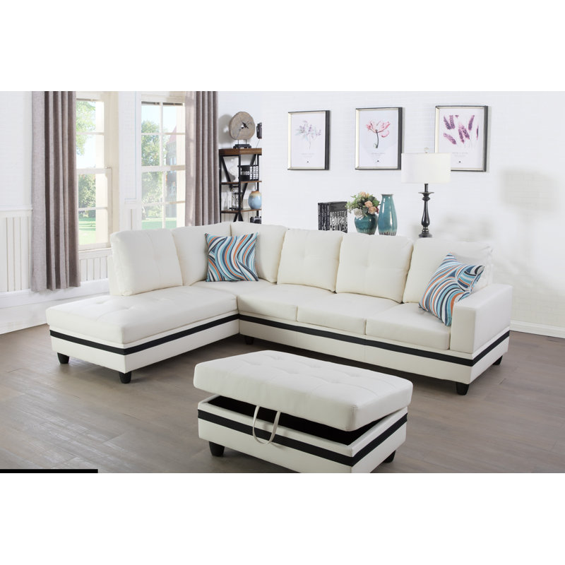 Sarromo Faux Leather L-Shaped Sectional Left Hand Facing