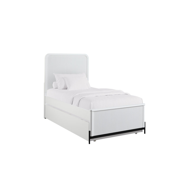 Lit gigogne simple blanc pour lit double en bois massif et magnifique placage de bouleau, Blanc
