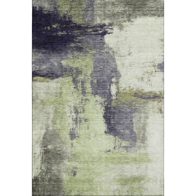 Tapis moderne lavable à la machine de qualité supérieure AMF1068, Rectangle 10 pi x 14 pi