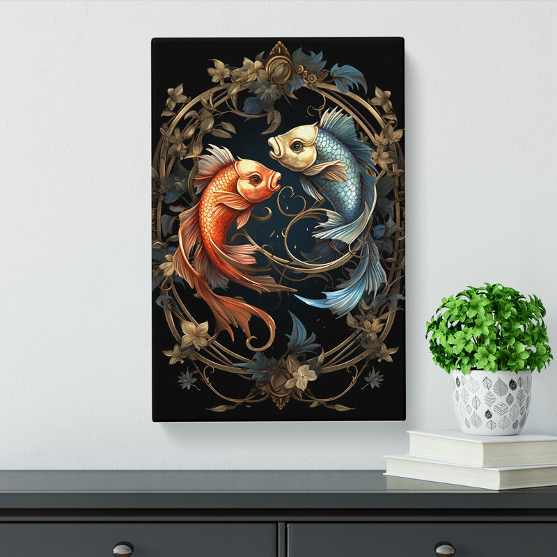 Pisces Fish Zodiac Classicism - No Frame Print, 60cm H x 40cm W x 3cm D