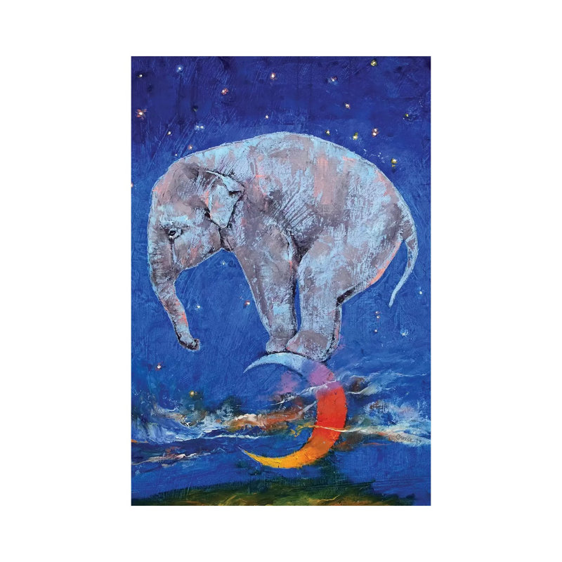 Baby Elephant Moon by Michael Creese - Wrapped Canvas Print, 30.48cm H x 20.32cm W x 1.91cm D