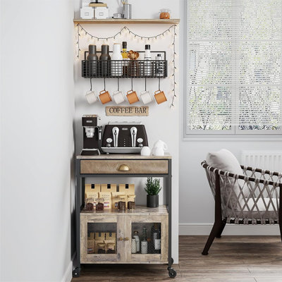 Armoire de bar à café, chariot de cuisine à 3 niveaux avec ...