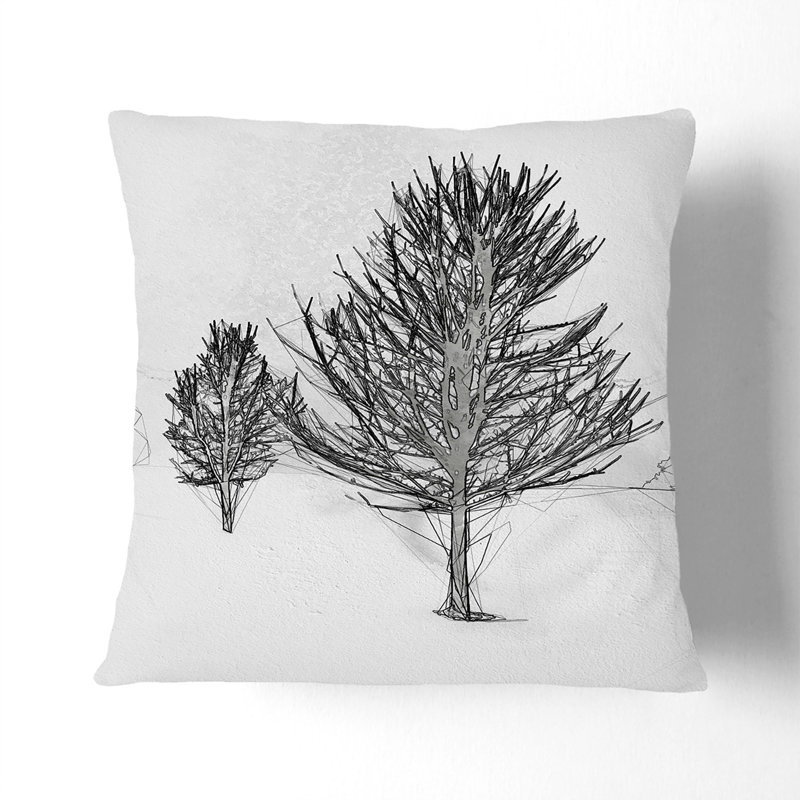 Winter Trees Cushion with Filling, 40cm H x 40cm W x 15cm D, Stone