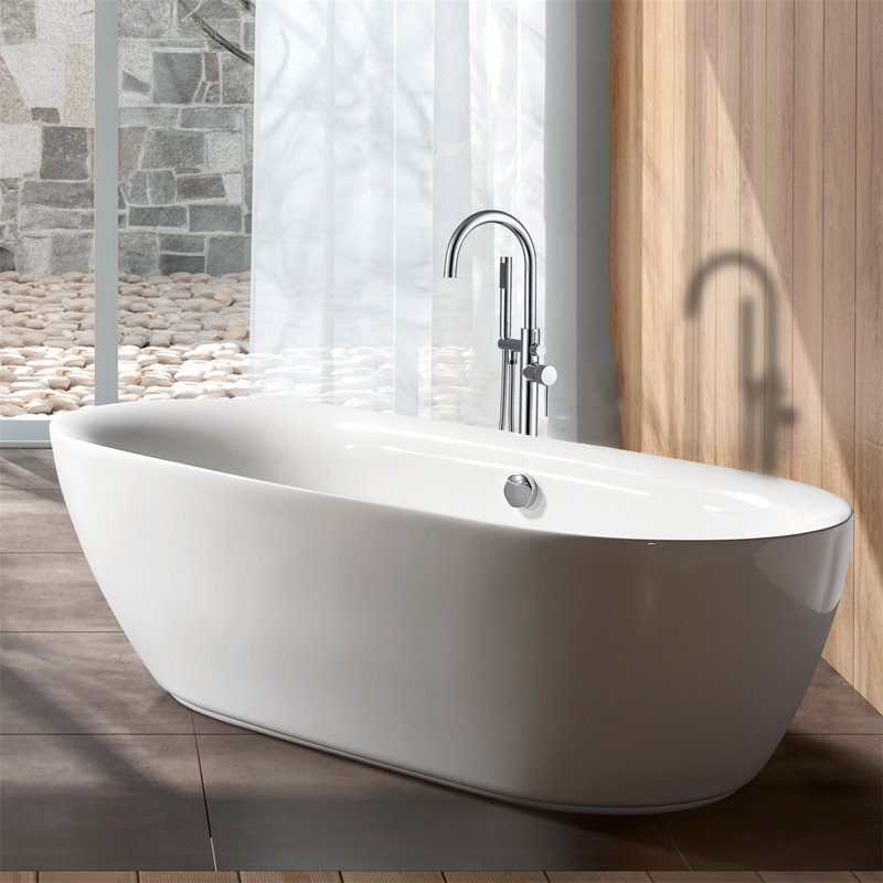 Freestanding Bathtub Faucet With Hand Shower, Chrome