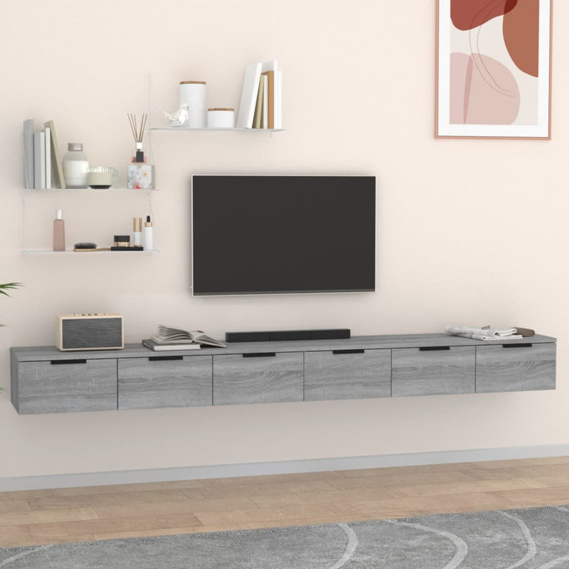 6 Piece Floating Shelf, Grey Sonoma