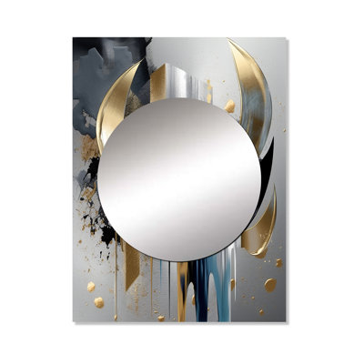 Bodington Abstract Shapes And Lines I - Marble Mirror, Modern Decorative Wall Mirror, Printed Metal Art