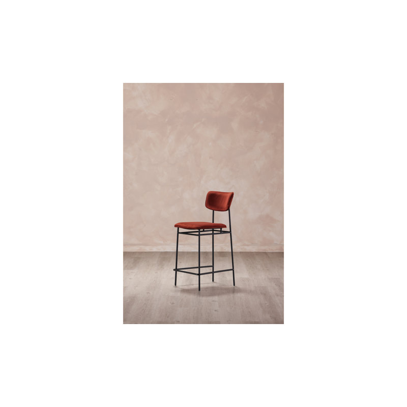 SAILOR BARSTOOL BROWN, Counter Stool (26” Seat Height), Red Velvet