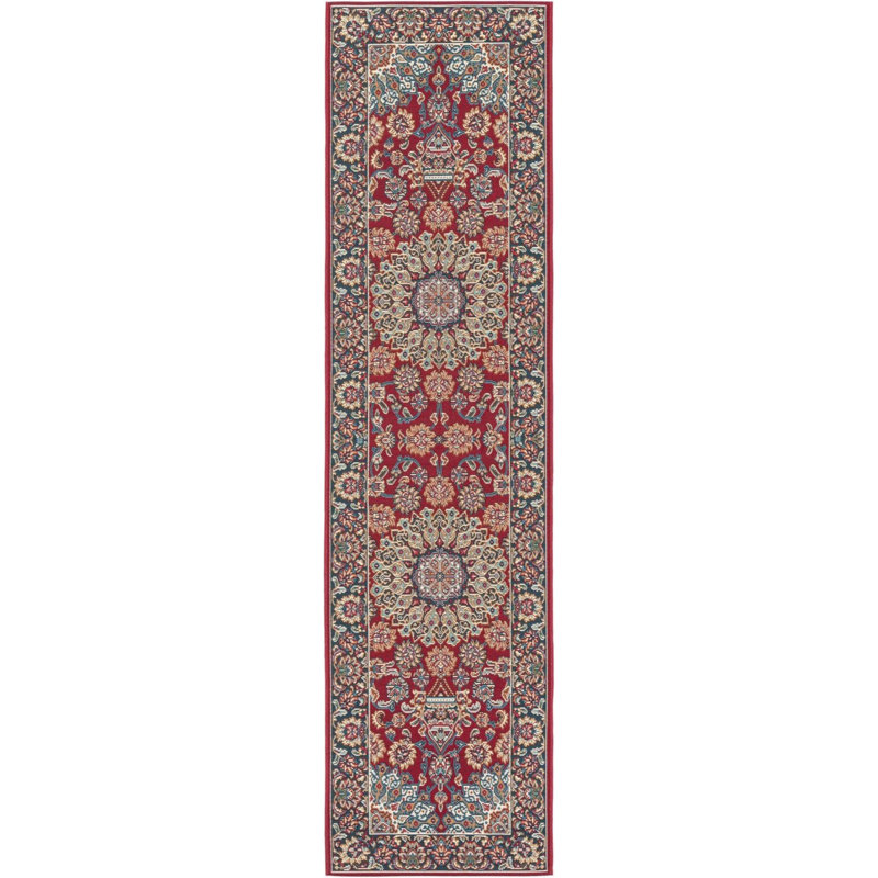 Tapis de couloir traditionnel de couleur rouge Tollefson, Tapis de couloir 2 pi x 8 pi