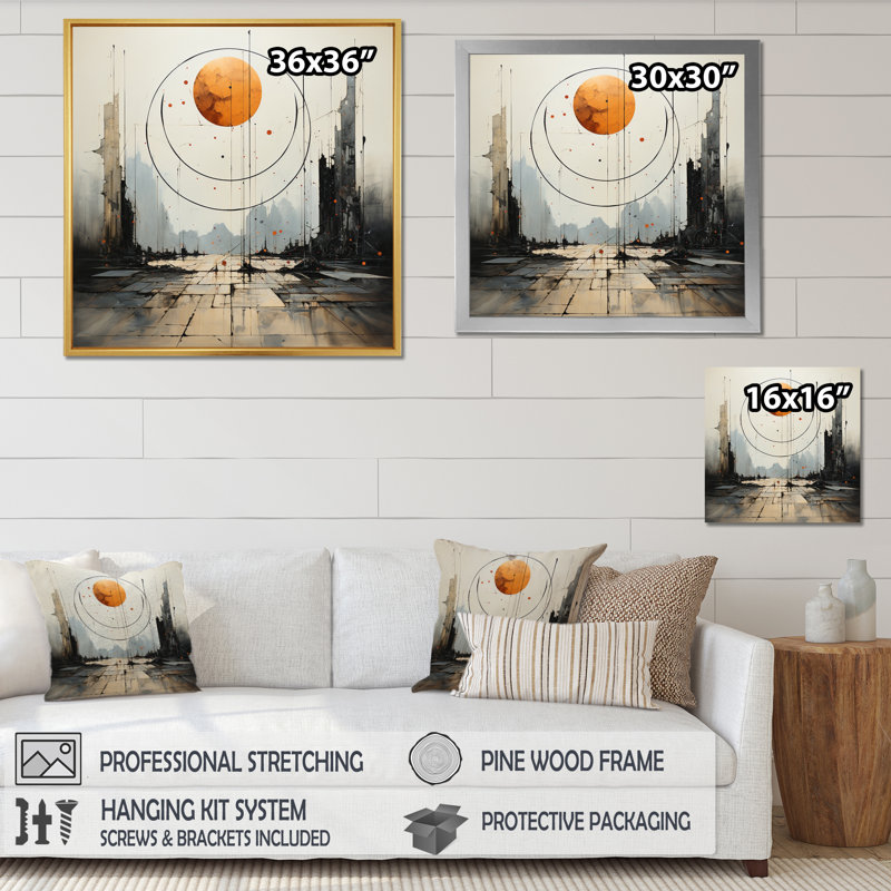 Pleine lune Révélations - Illustration rétro, H 30 po x l 30 po x P 1 po, Cadre doré à une seule photo