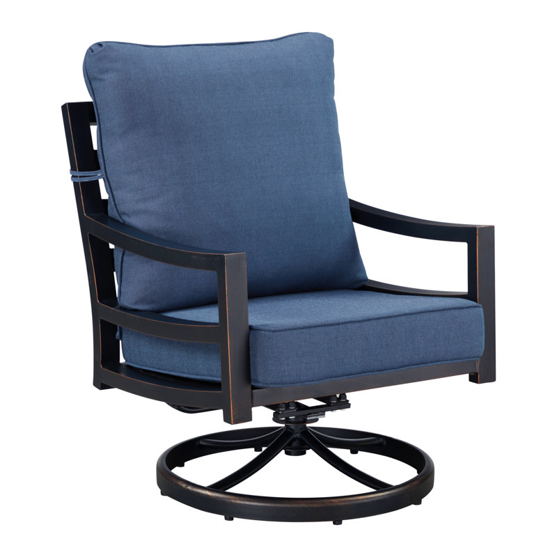 Hudson Outdoor Swivel Lounge Chair, Blue