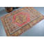 Tapis turc Oushak fabriqué à la main en rouge avec motifs floraux tribaux pour décor rustique bohémien rouge / orange