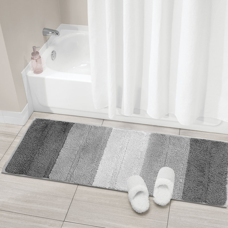 Meader Non-Slip Bath Rug, Gray Stripped, 47.24" W x 17" L