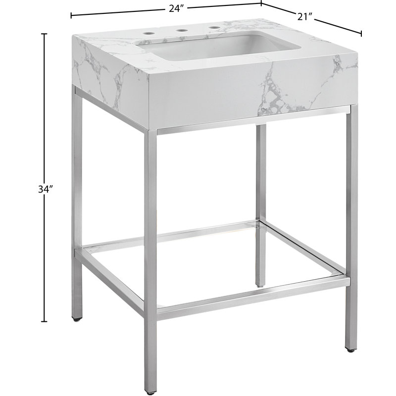 Marmo 24" Single Bathroom Vanity, White, Brushed Chrome