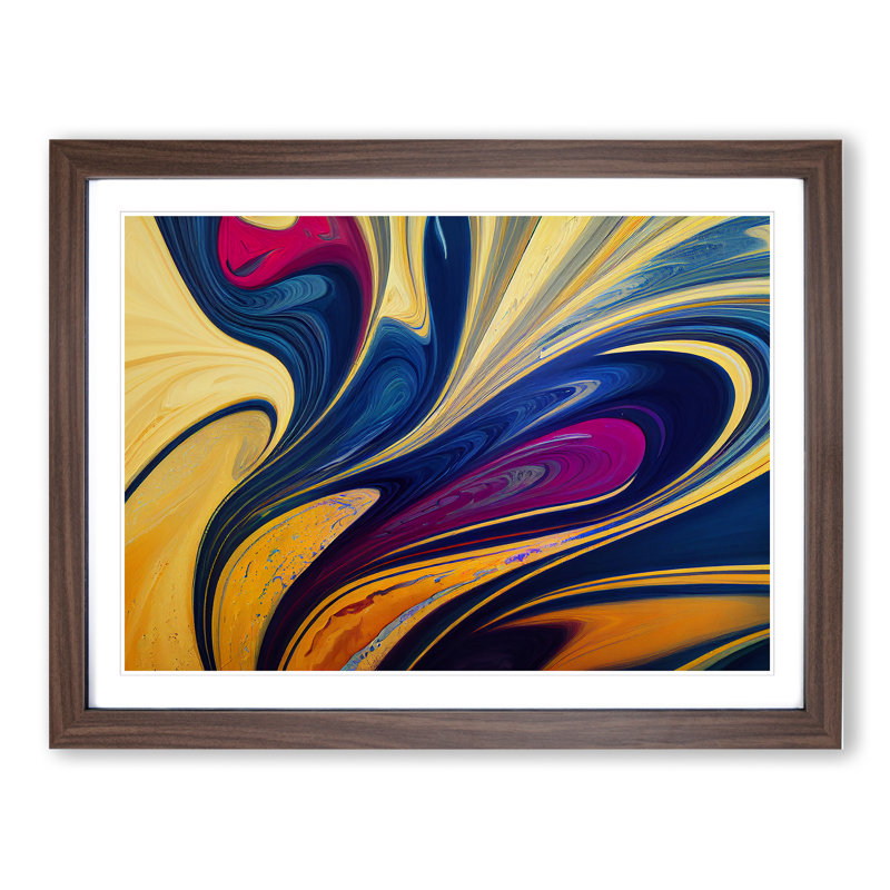 Marble Abstract Vol.7 - Single Picture Frame Print, 25cm H x 34cm W x 2cm D, Walnut