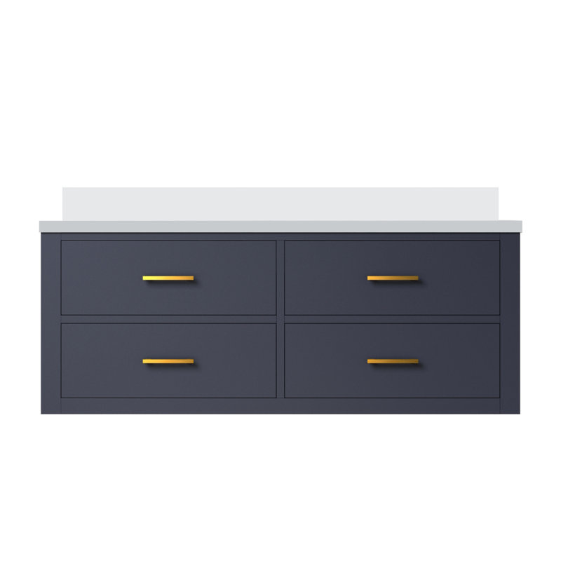 48 po X P 22 po D Meuble-lavabo simple avec comptoir en quartz, Bleu