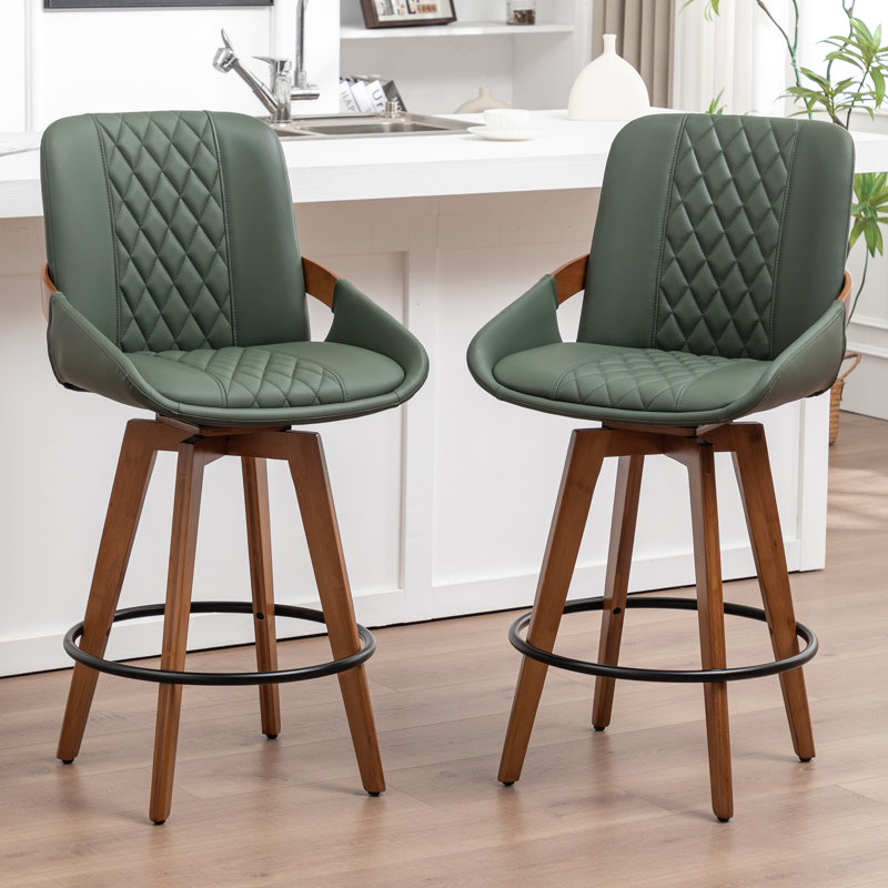 Modern Swivel Bar Stool, Counter Stool (66.8cm Seat Height), Green