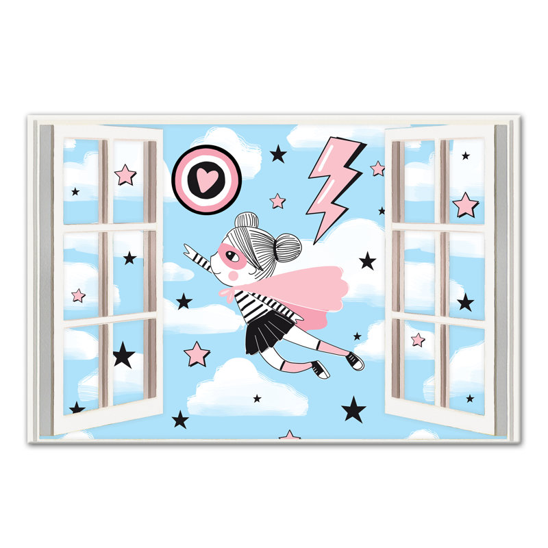 Art sur toile superhero fille window Aiyana, H 24 po x l 36 po x P 1,25 po