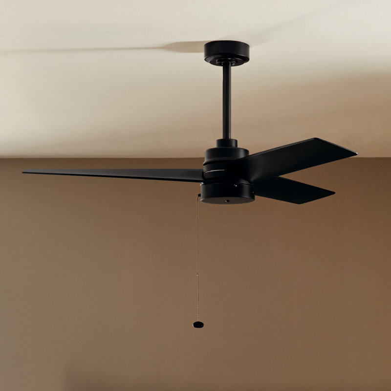 52 Inch Spyn Lite Fan in Black with Black Blades, Black, Black