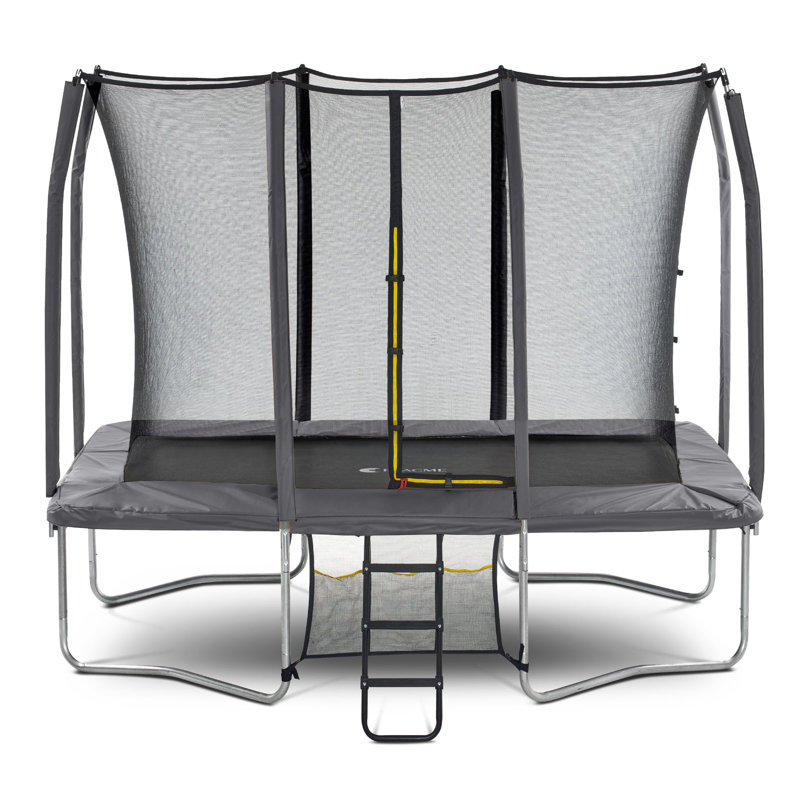 Trampoline de jardin rectangulaire 8 'x 12' avec enceinte sécuritaire, Gris