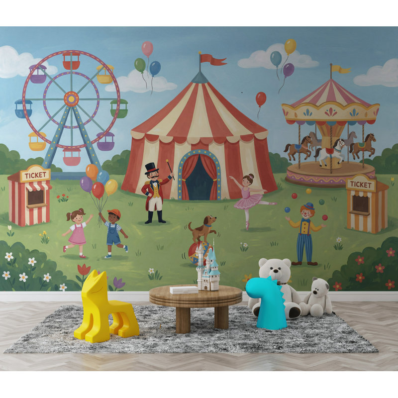 Décoration murale amovible grande roue Carnaval, 160 po x 108 po, Peler et coller