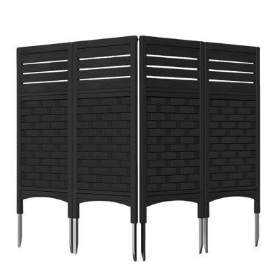 45 In. Plastic Fence Privacy Screen With 4 Panels In Black