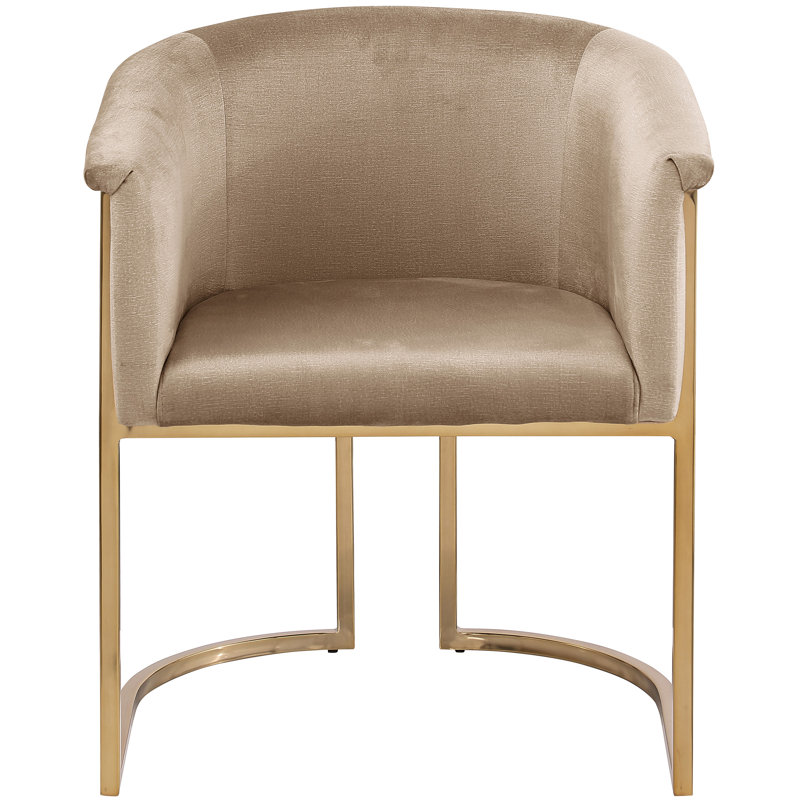 Izakeel 19'' H Velvet Upholstered Armchair, Beige Velvet