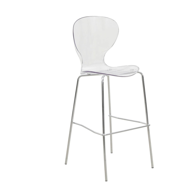 Edenfield Acrylic Barstool with Steel Frame in Chrome Finish, Clear