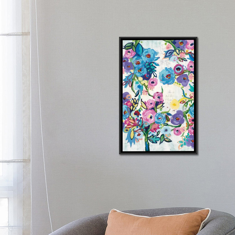 Evontae Plants & Flowers, 26" H x 18" W x 1.5" D, Black Framed Canvas